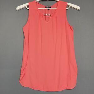 Sami & Jo Sleeveless Blouse Womens Small Coral Pink Chain Keyhole Top